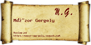 Mázor Gergely névjegykártya